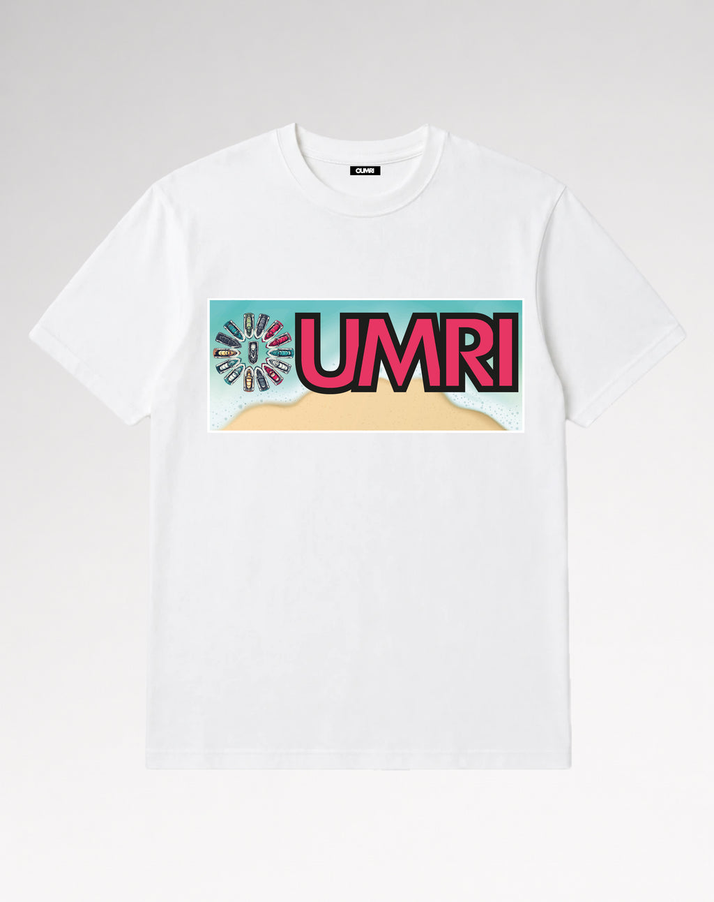 OUMRI Jetski & Beach Design Tee – White