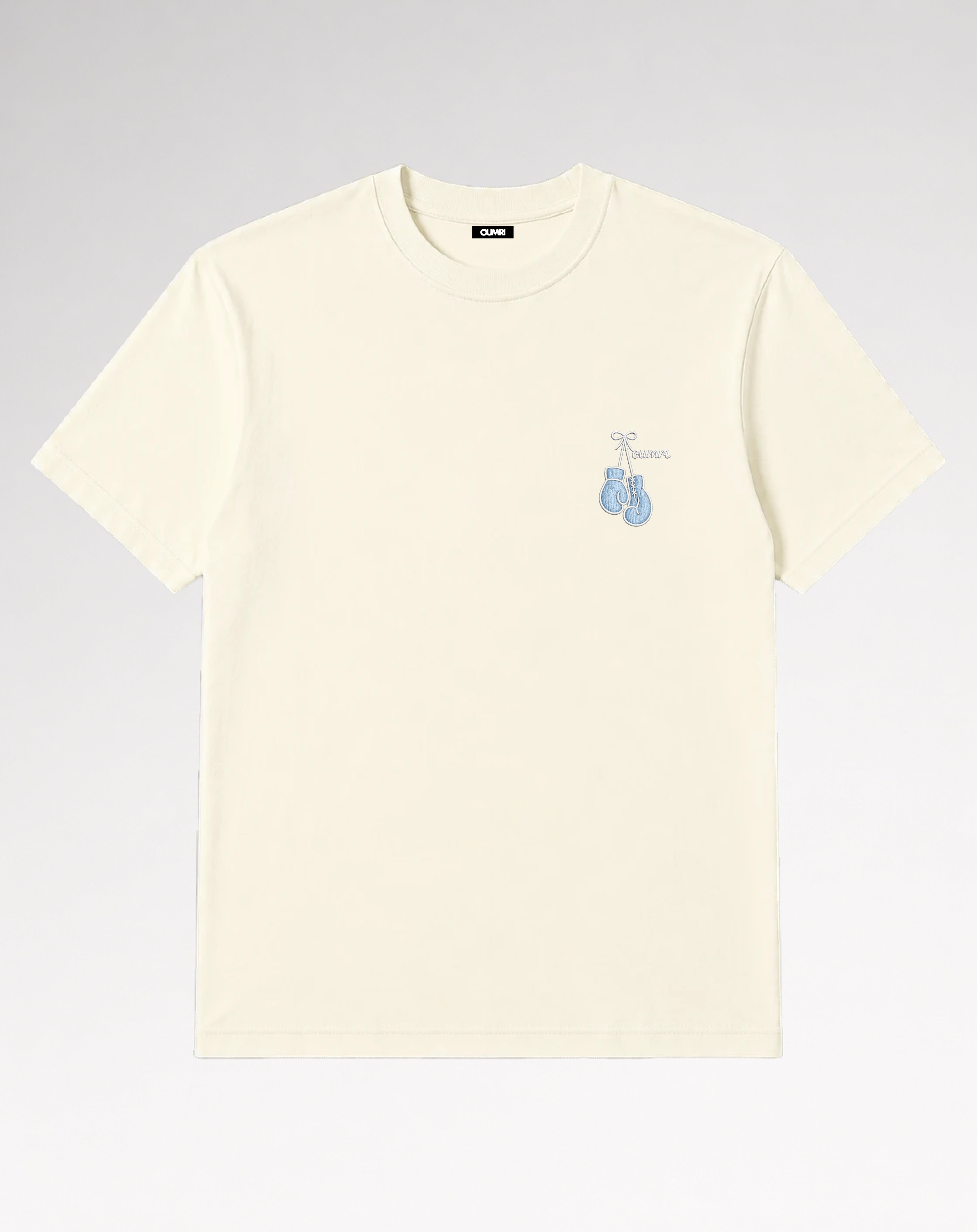 Oumri Boxing Embroidered Tee - Soft Cream