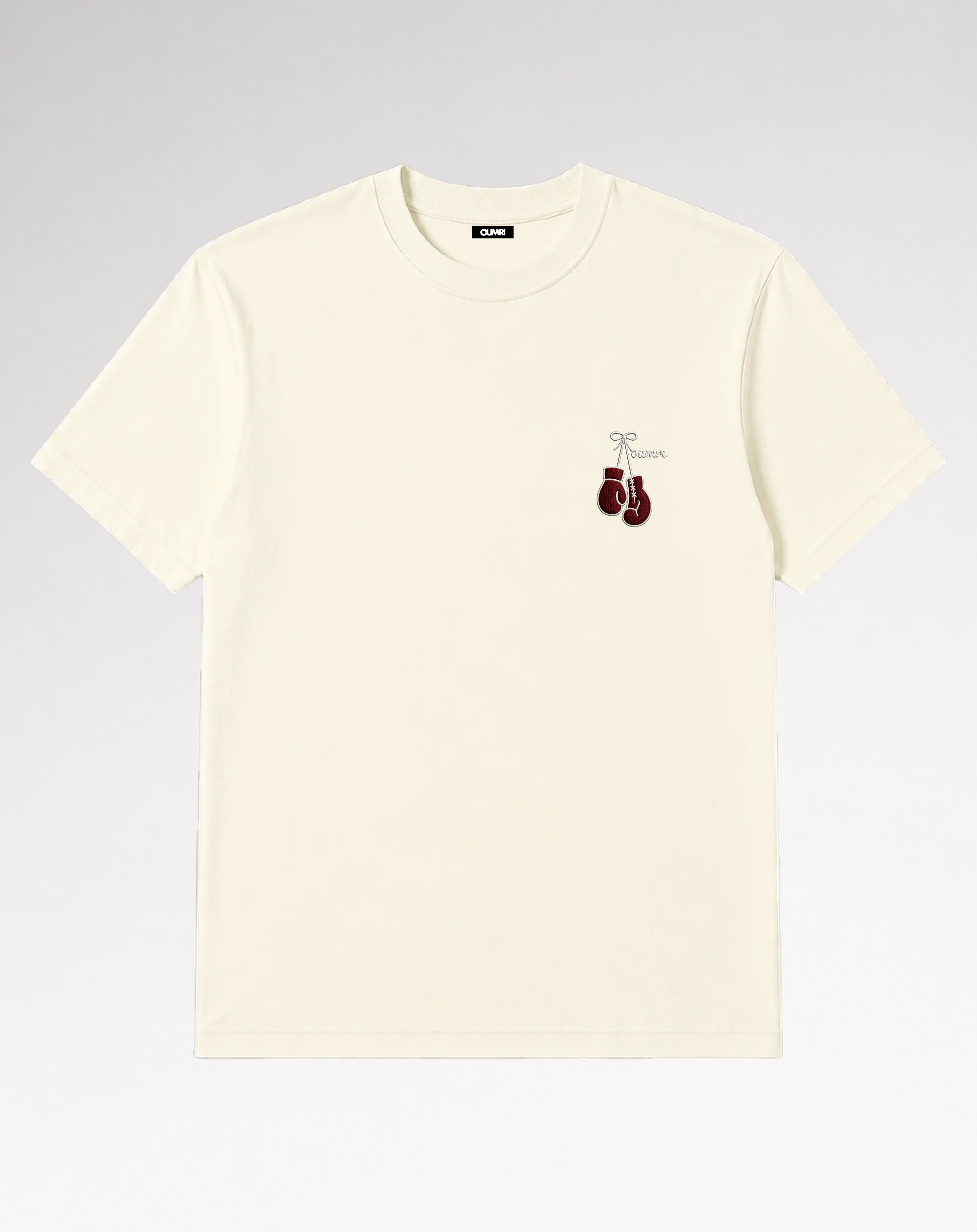 Oumri Boxing Embroidered Tee - Soft Cream